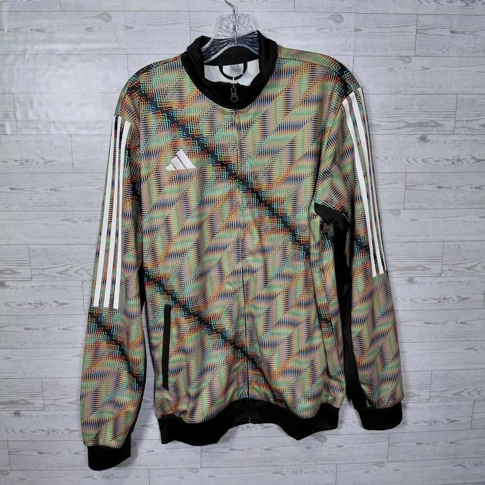 adidas Men's HC TT Zip-Up Track Jacket Black/Multicolor, Size Large